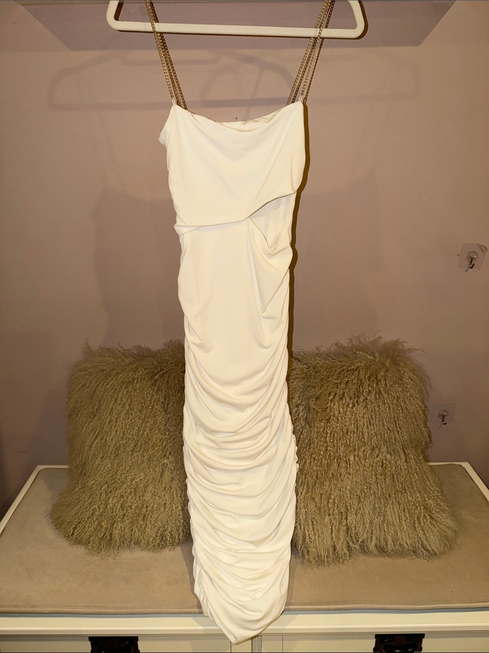 Nookie Cream Strapless Ruched Column Dress